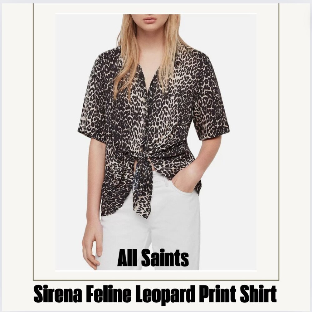 All Saints Sirena Front-Tie Button Down Shirt, size medium